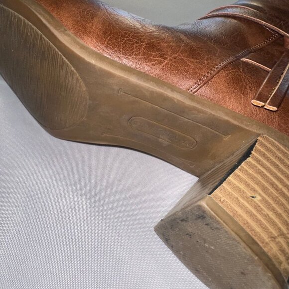 Frye & Co - Indiana Heeled Stacked Leather Ankle Boots Brown Women's Size 8M New - Picture 13 of 15